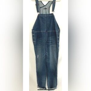 Womens Overalls‎ Blue Stretch Button Roll Hem Pockets Denim M Sold Design Lab